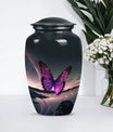 purple butterfly design classic urn for human ashes