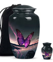 purple butterfly design classic urn for human ashes