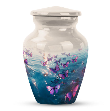 Classic 10-inch purple butterfly urn for adult human ashes,