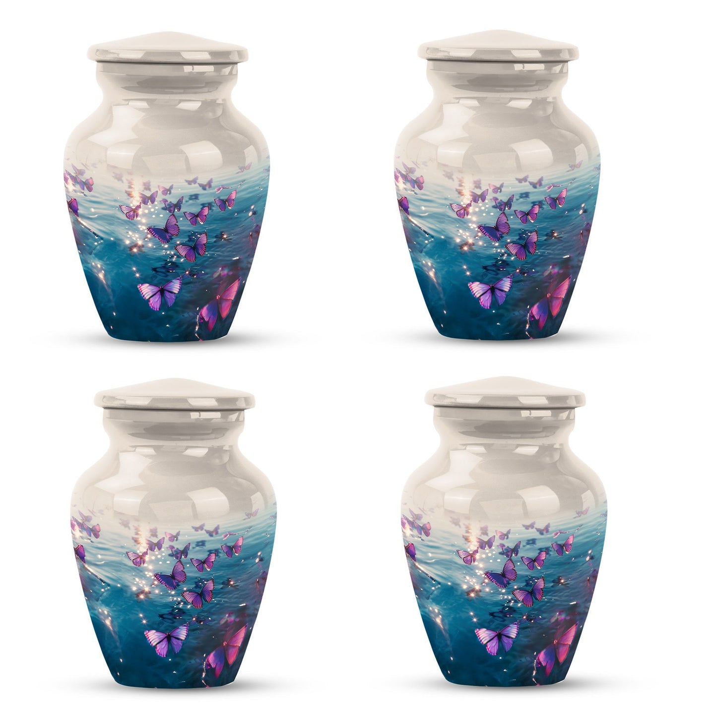 Classic 10-inch purple butterfly urn for adult human ashes,