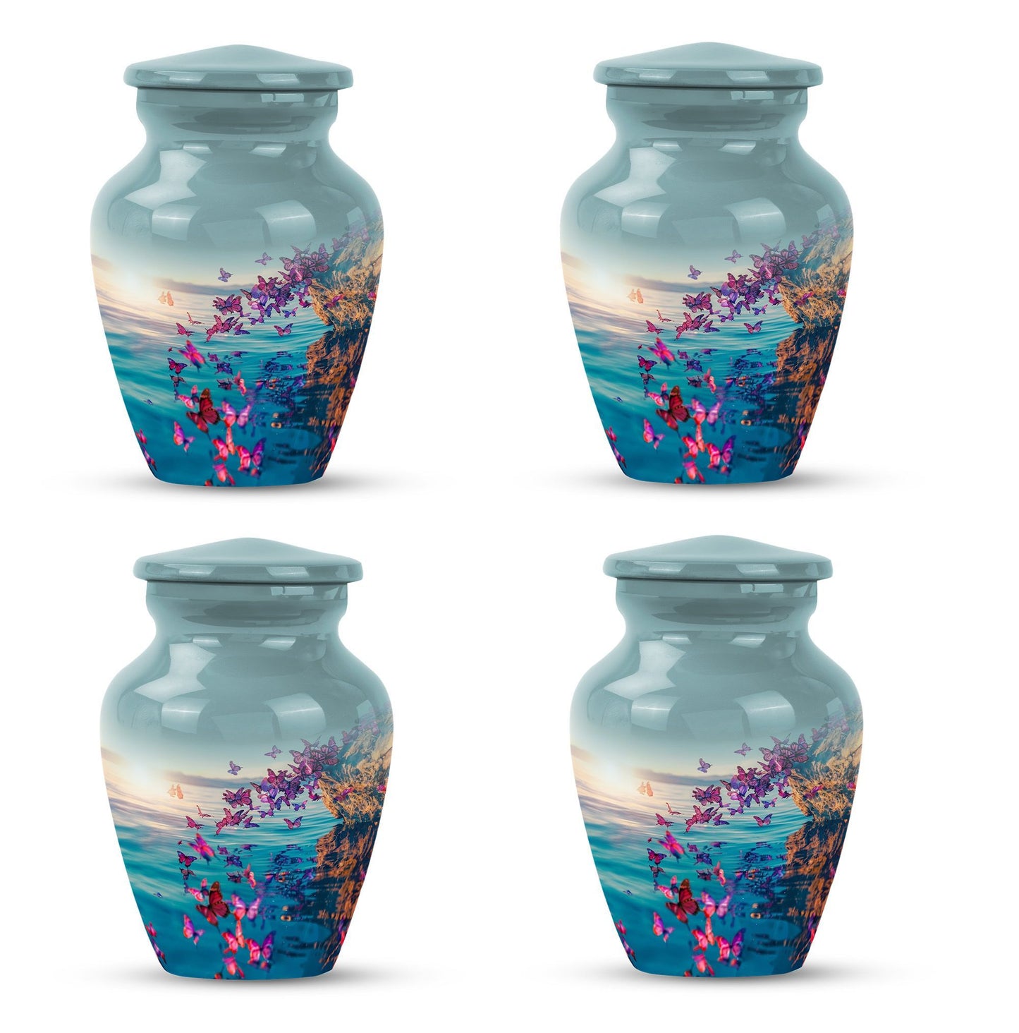 butterfly-themed large urn for adult ashes