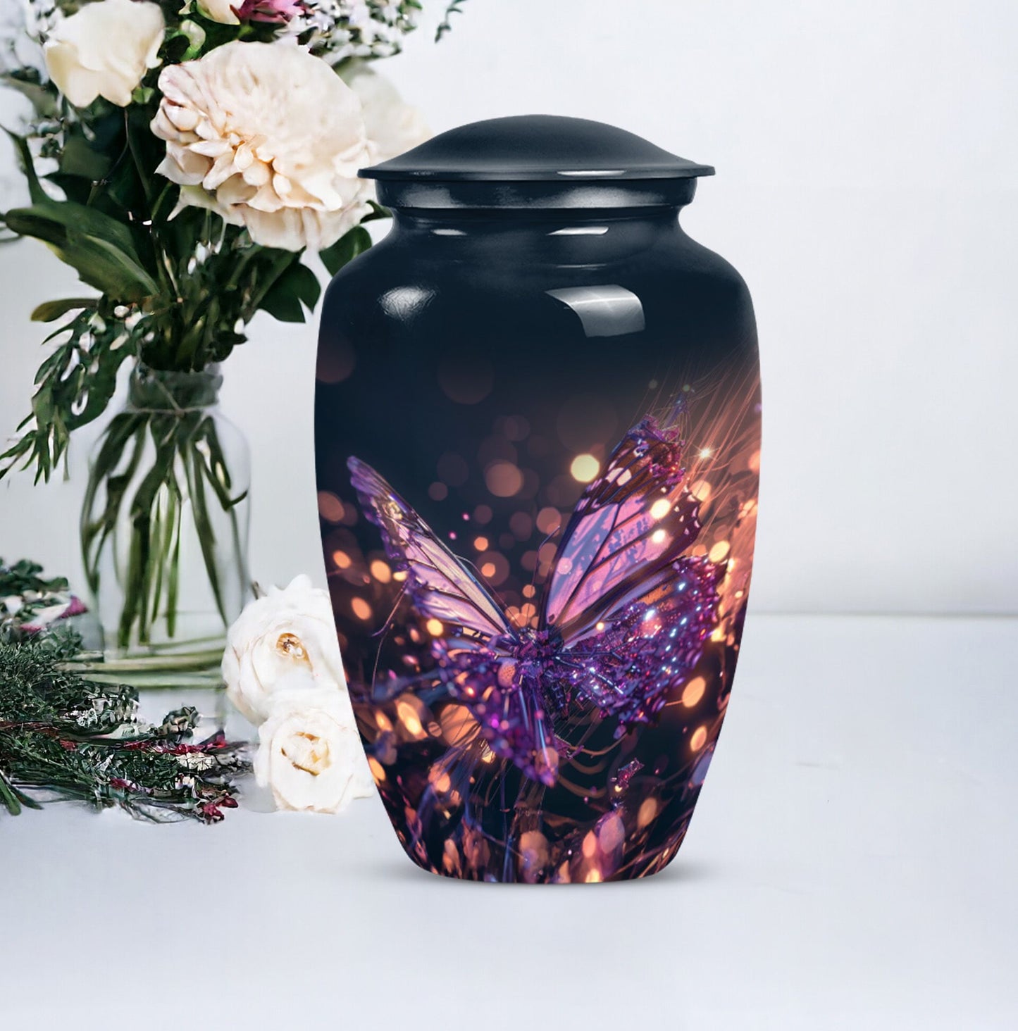 purple butterfly urn for cremation funeral