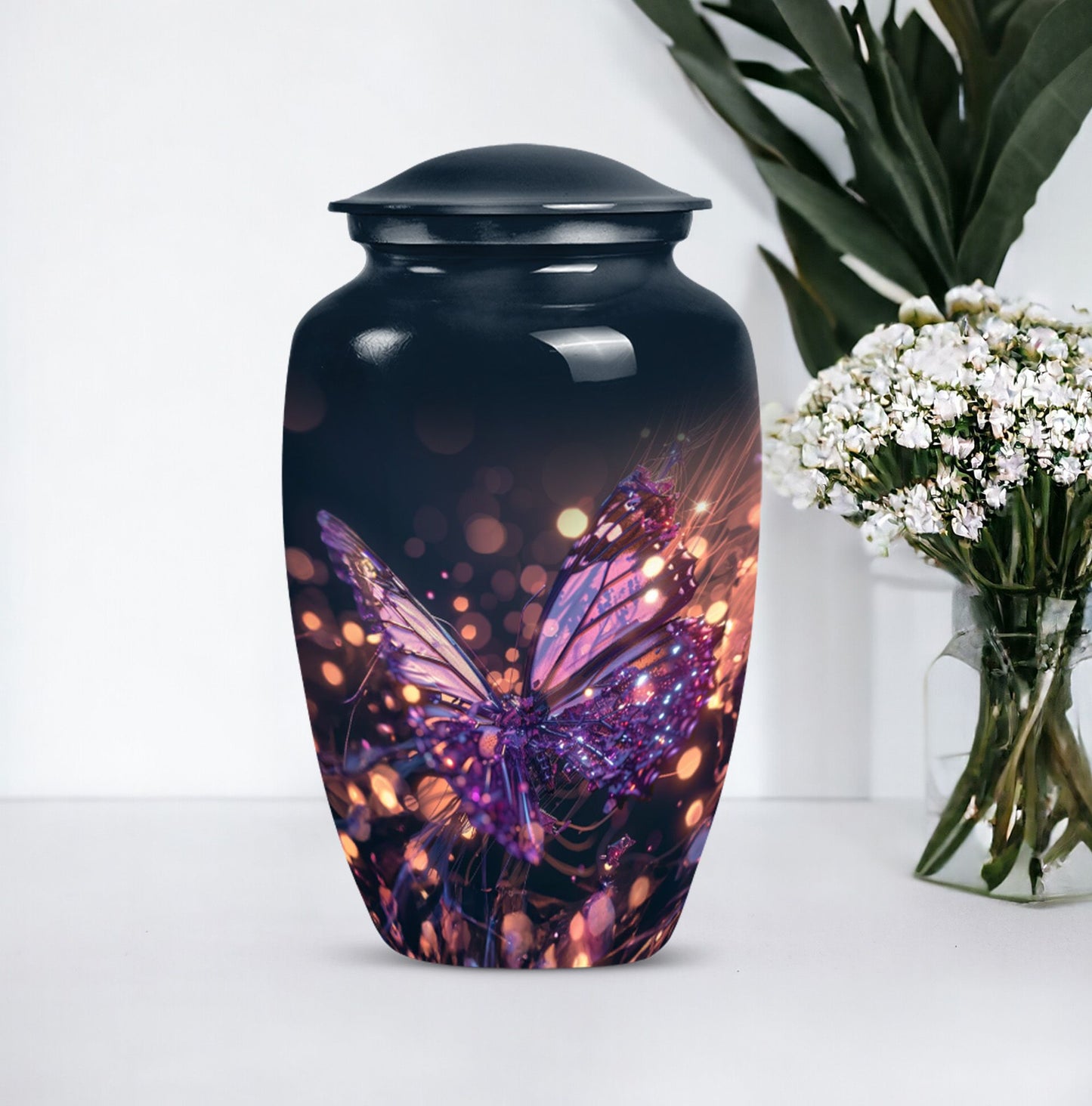 purple butterfly urn for cremation funeral