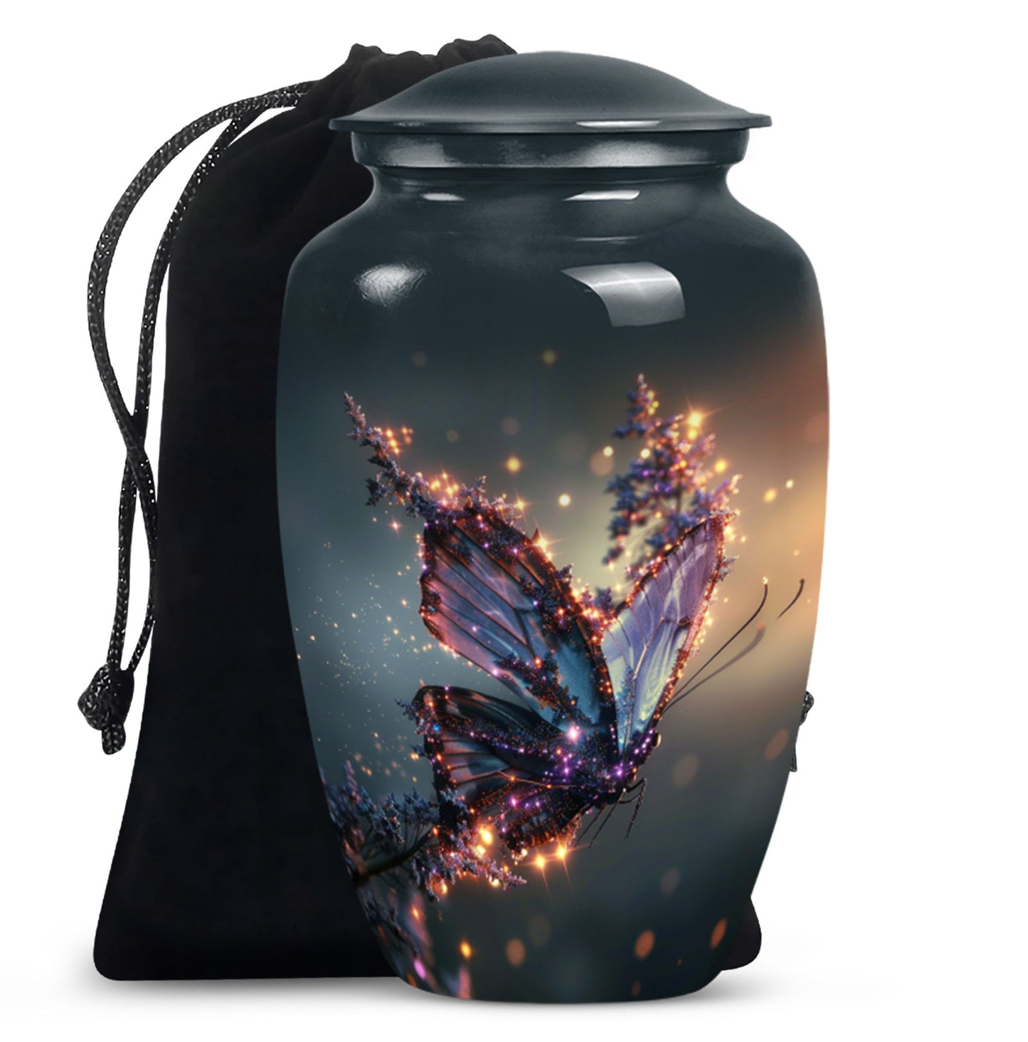 purple butterfly urn