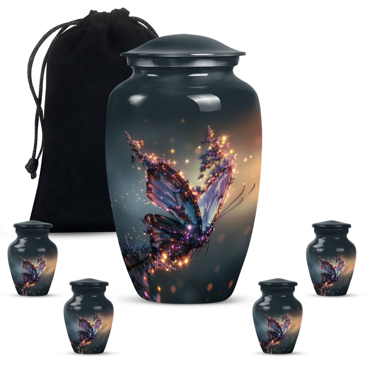 purple butterfly urn