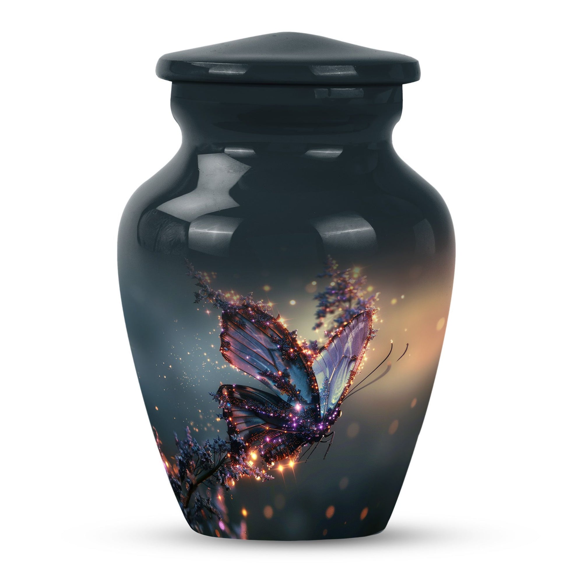 purple butterfly urn