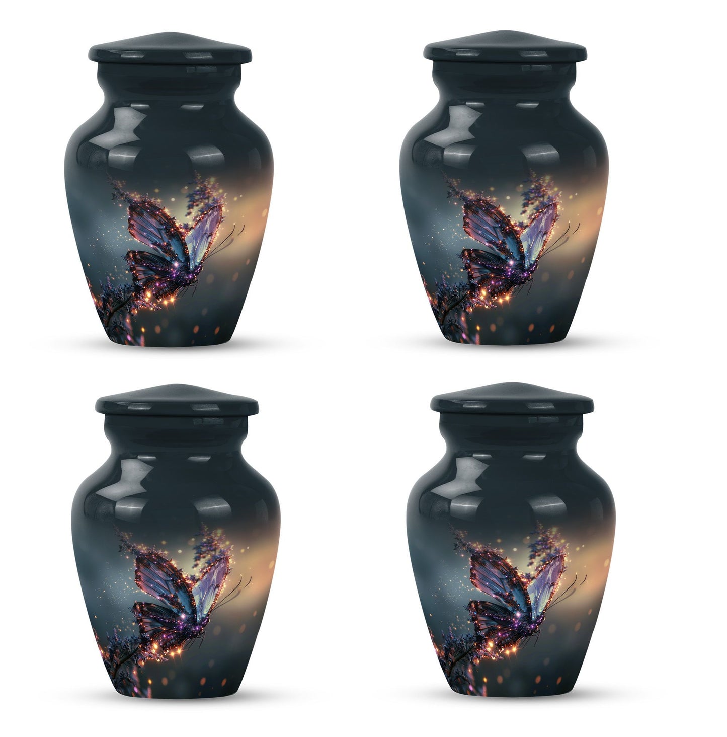 purple butterfly urn