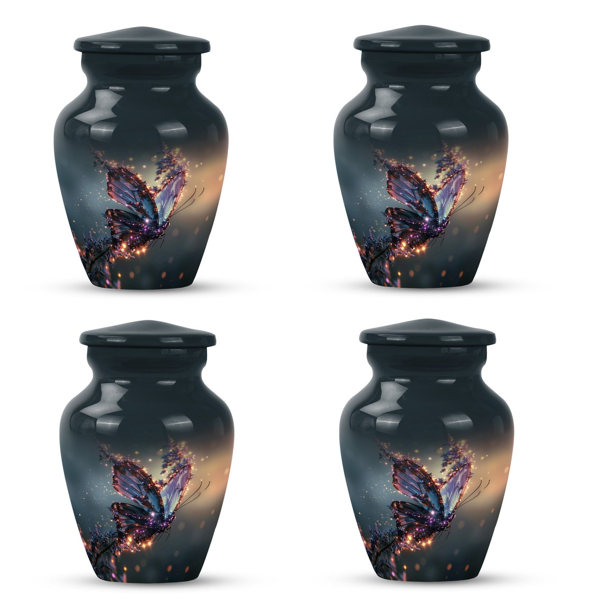 purple butterfly urn