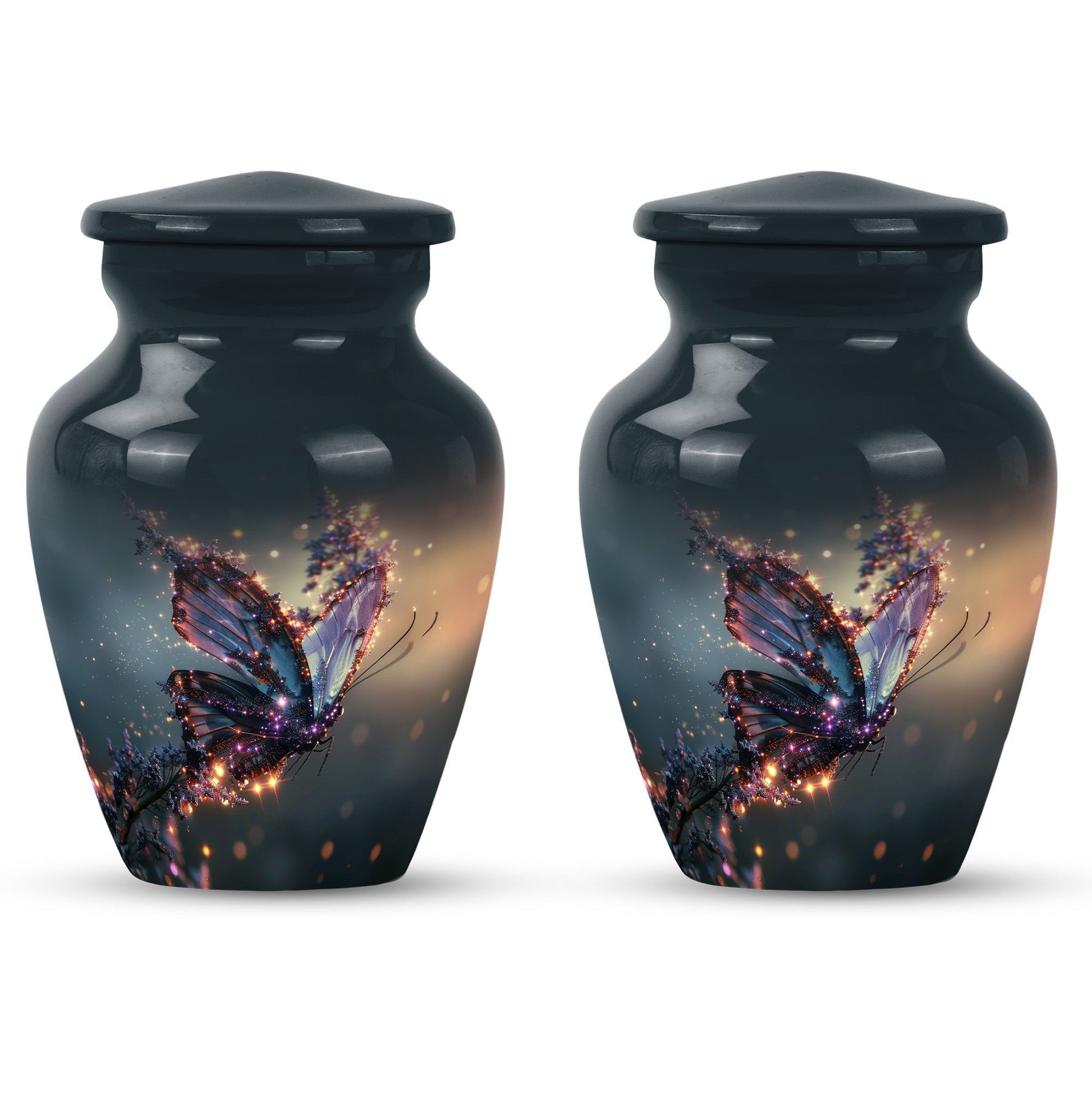 purple butterfly urn