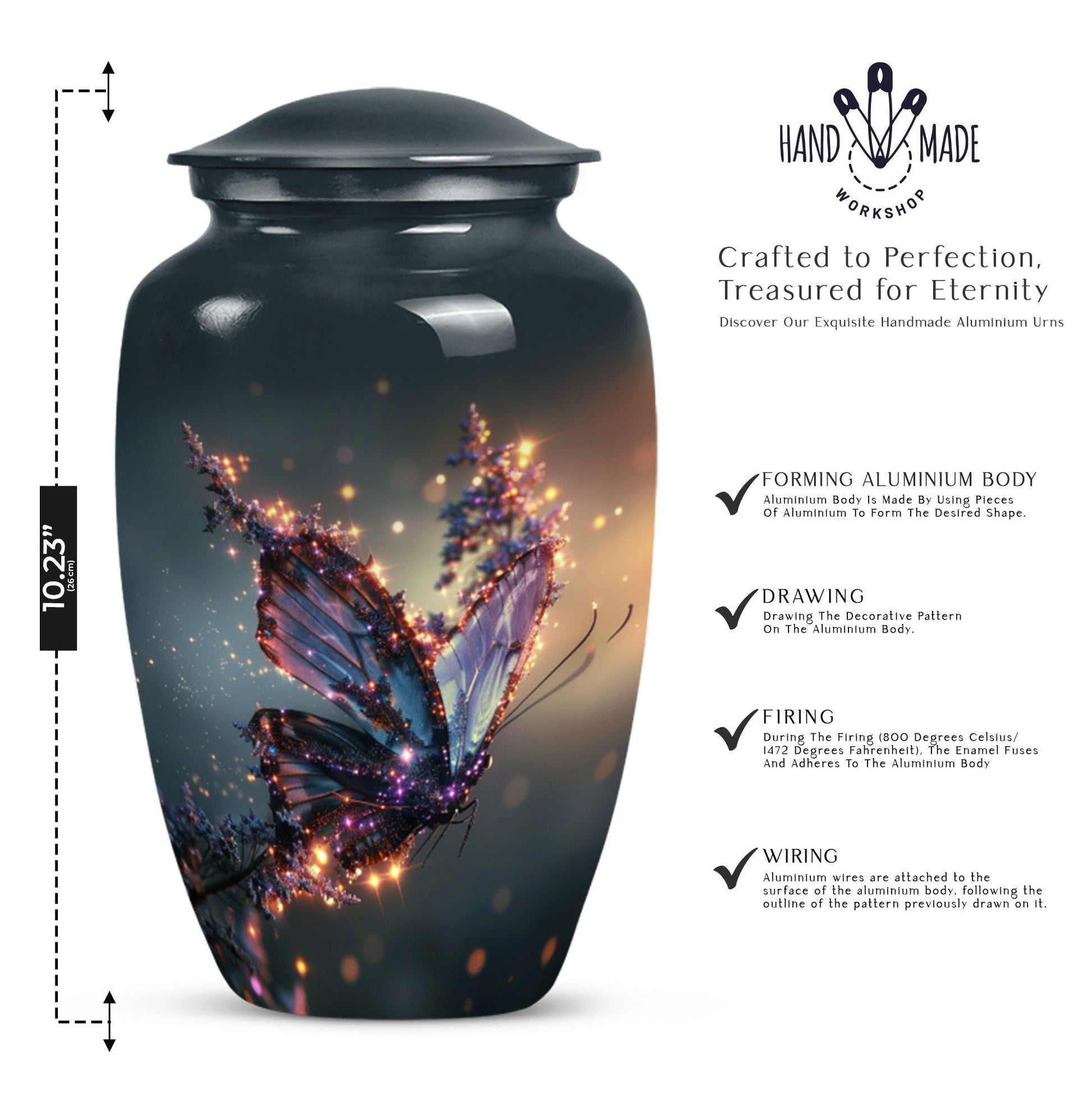 purple butterfly urn