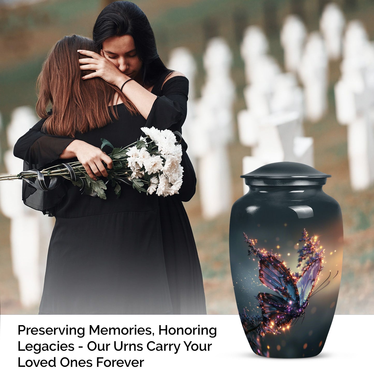 purple butterfly urn