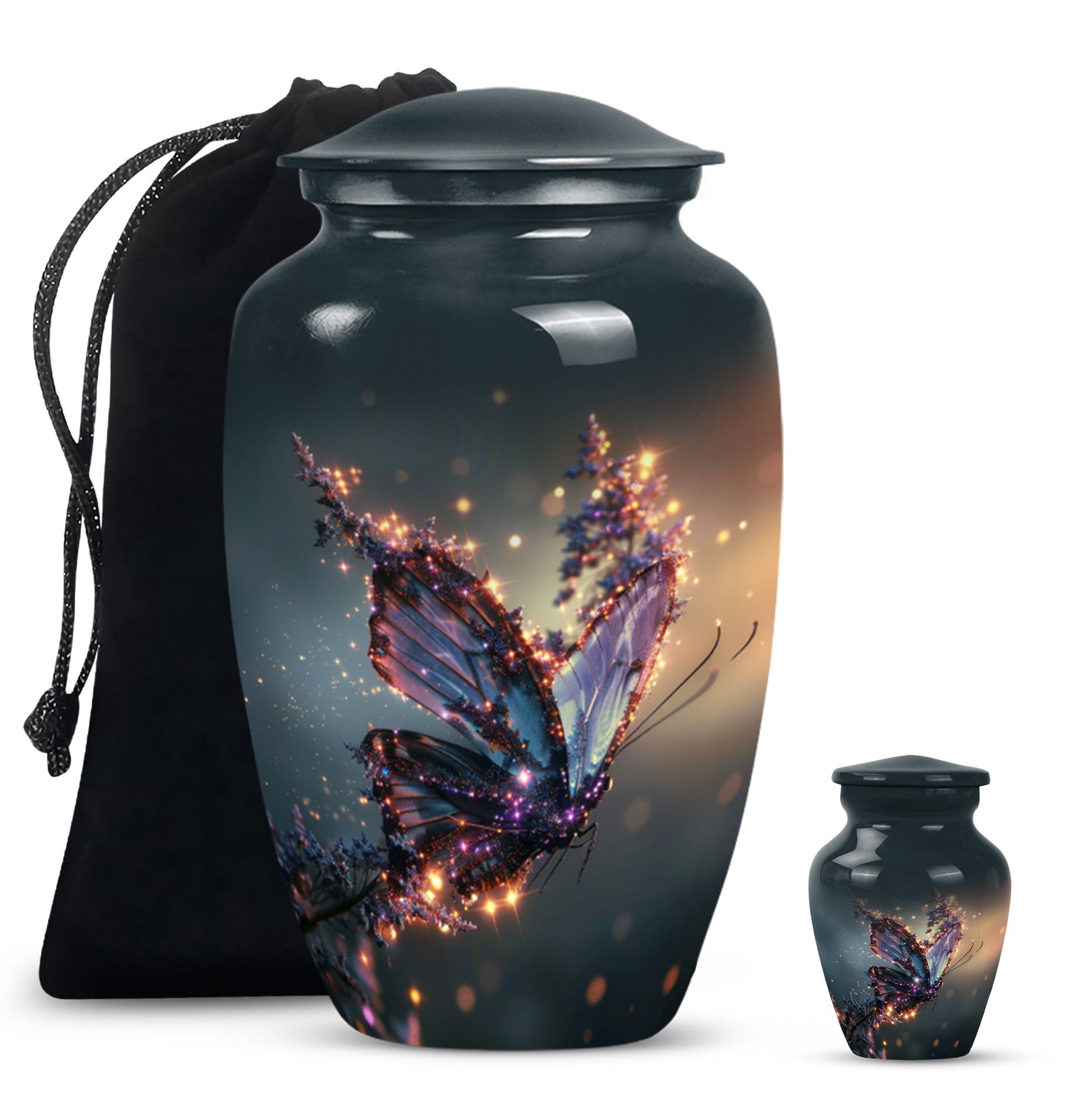 purple butterfly urn