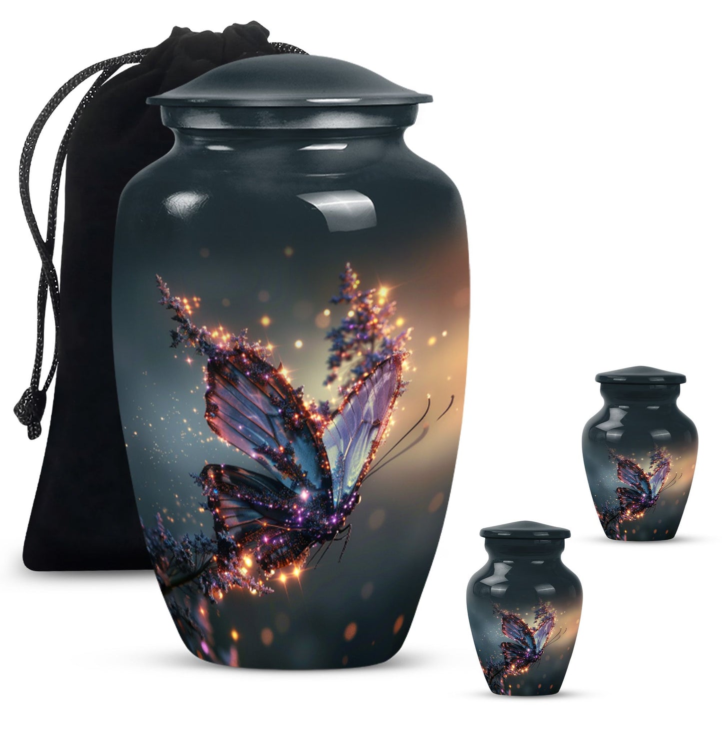 purple butterfly urn