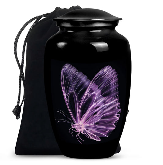 purple butterfly Aluminium cremation urn 