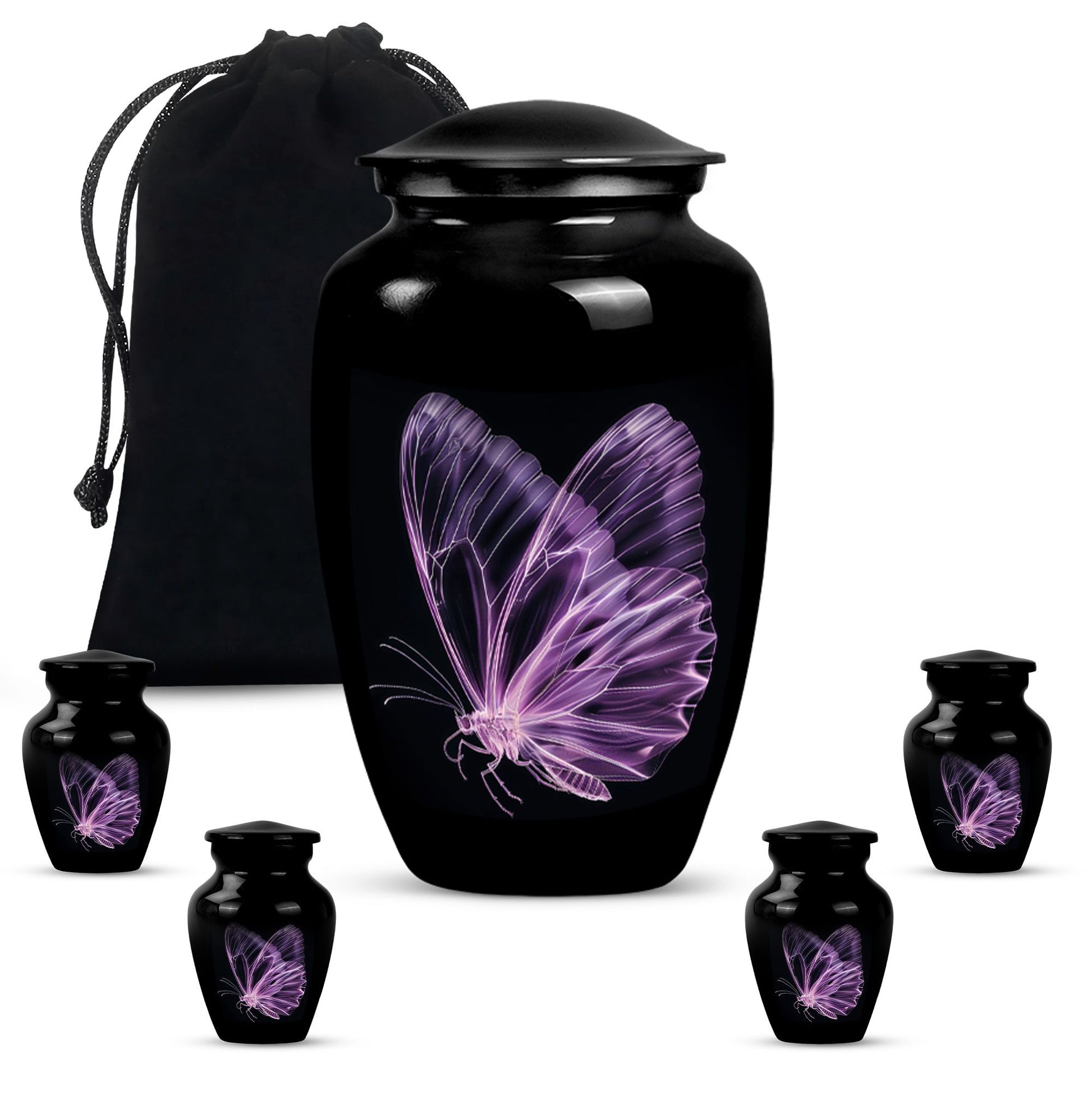 purple butterfly Aluminium cremation urn 