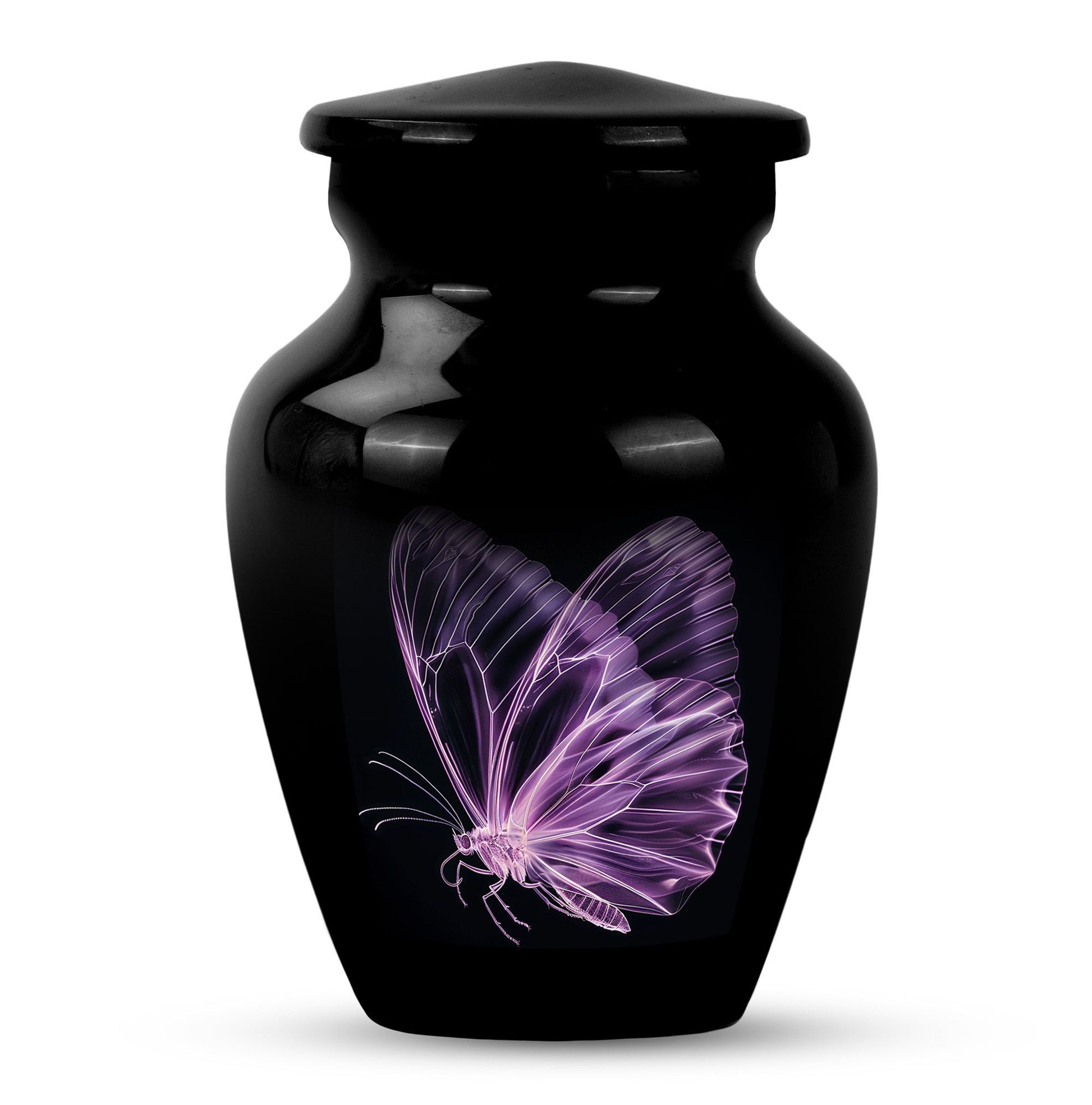 purple butterfly Aluminium cremation urn 