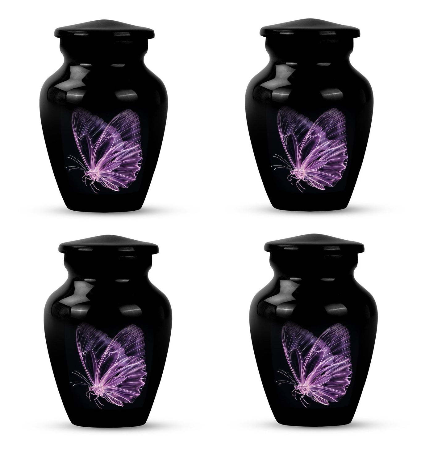 purple butterfly Aluminium cremation urn 