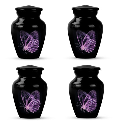 purple butterfly Aluminium cremation urn 