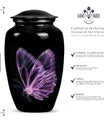 purple butterfly Aluminium cremation urn 