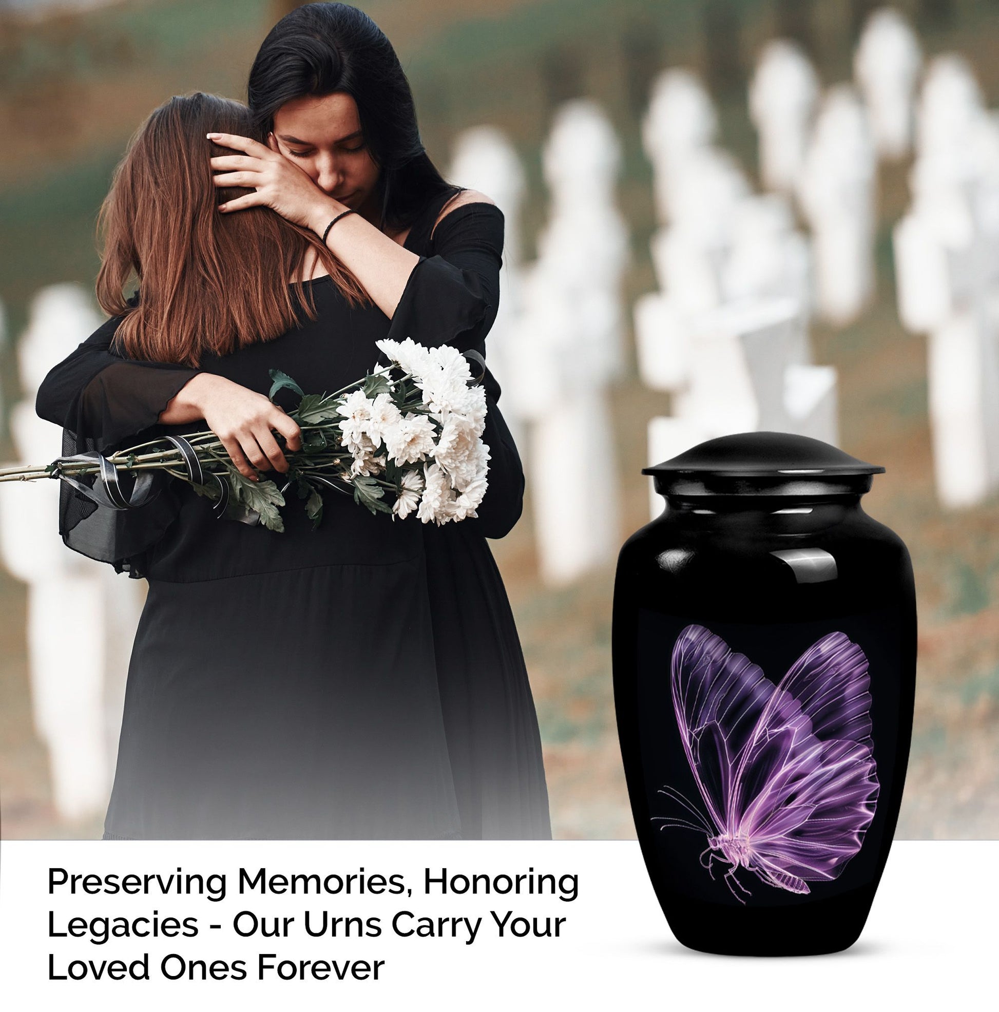 purple butterfly Aluminium cremation urn 