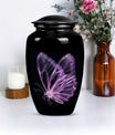 purple butterfly Aluminium cremation urn 