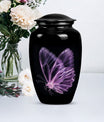 purple butterfly Aluminium cremation urn 