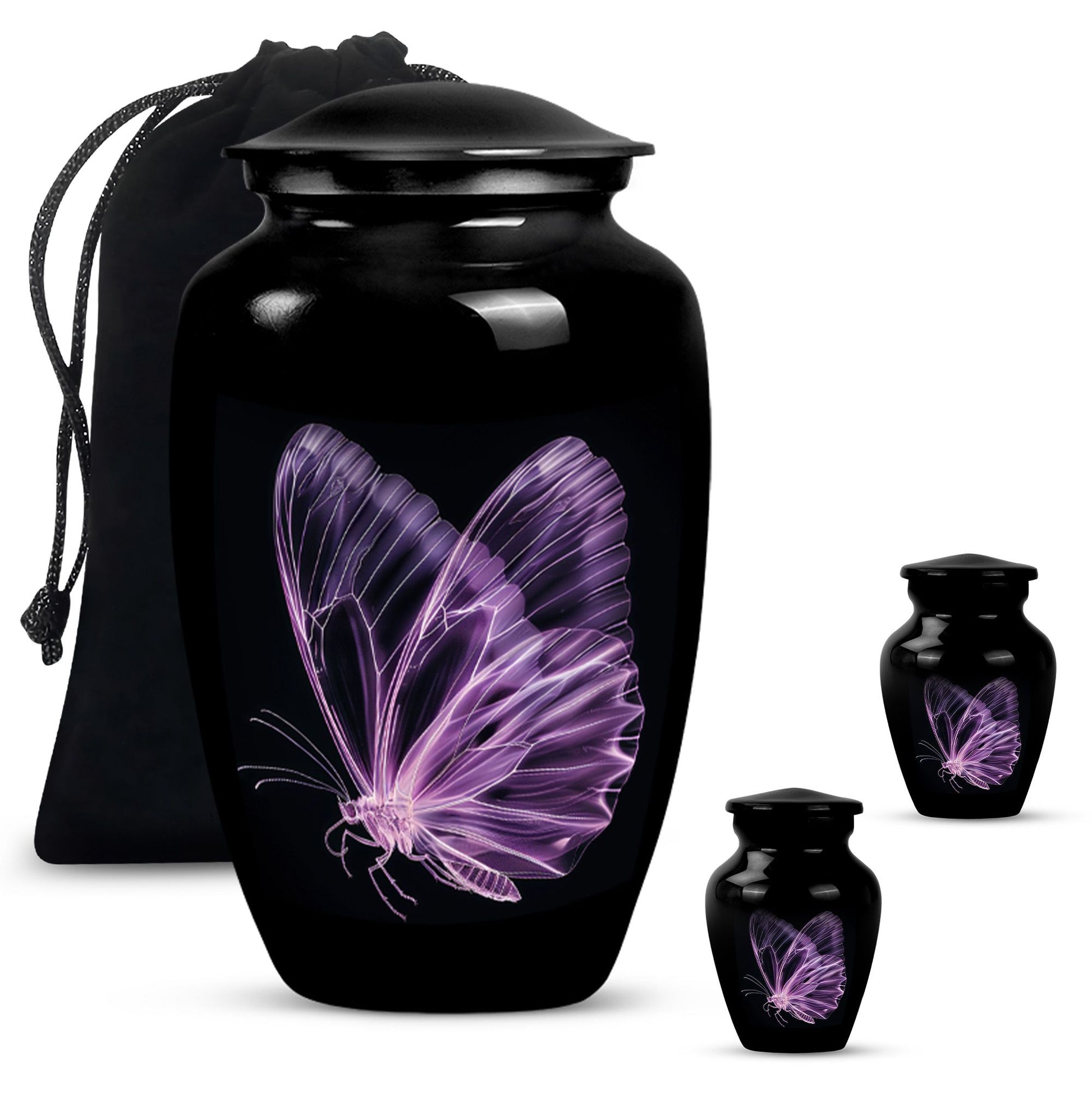 purple butterfly Aluminium cremation urn 