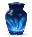 Large Aurora Borealis funeral urn with butterfly design,