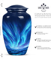 Large Aurora Borealis funeral urn with butterfly design,