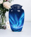 Large Aurora Borealis funeral urn with butterfly design,