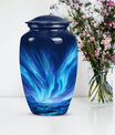 Large Aurora Borealis funeral urn with butterfly design,