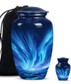 Large Aurora Borealis funeral urn with butterfly design,