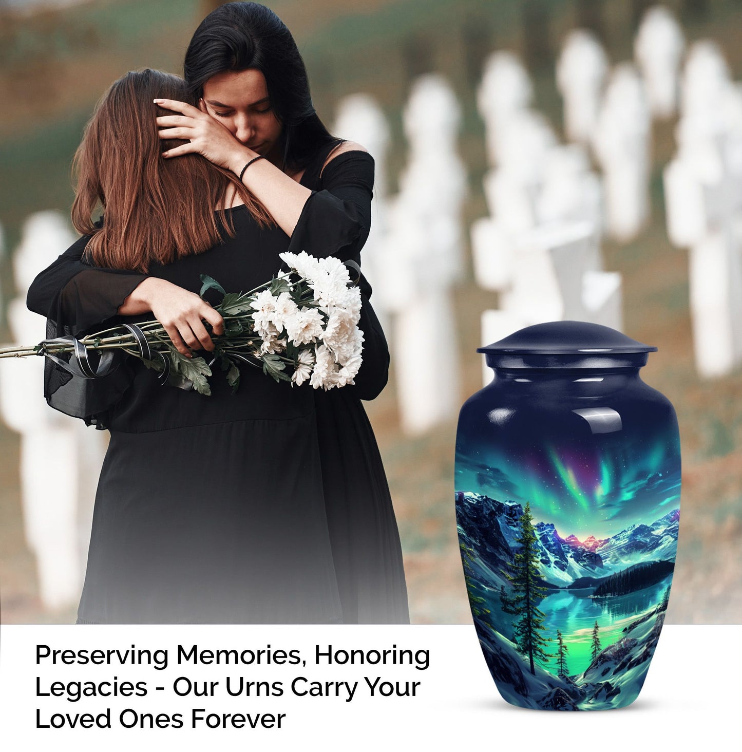 Aurora Borealis theme for burial ashes