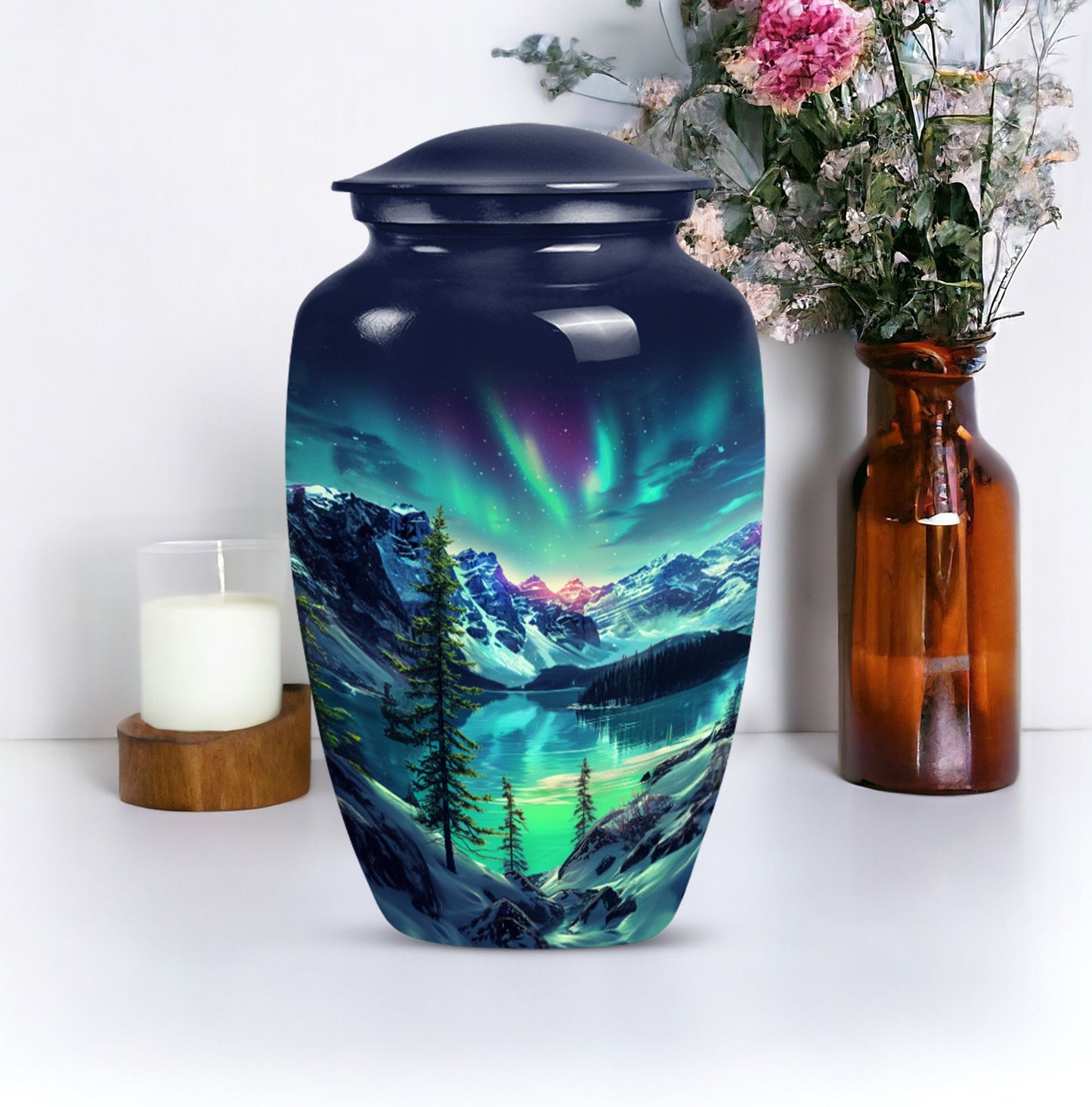 Aurora Borealis theme for burial ashes