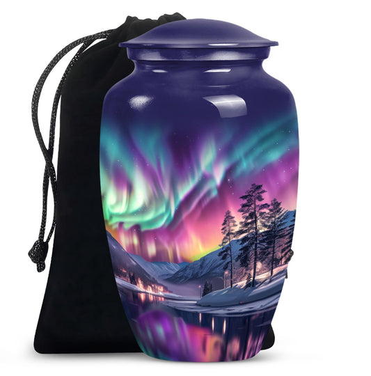 AURORA Northern Lights memorial urn for adult ashes