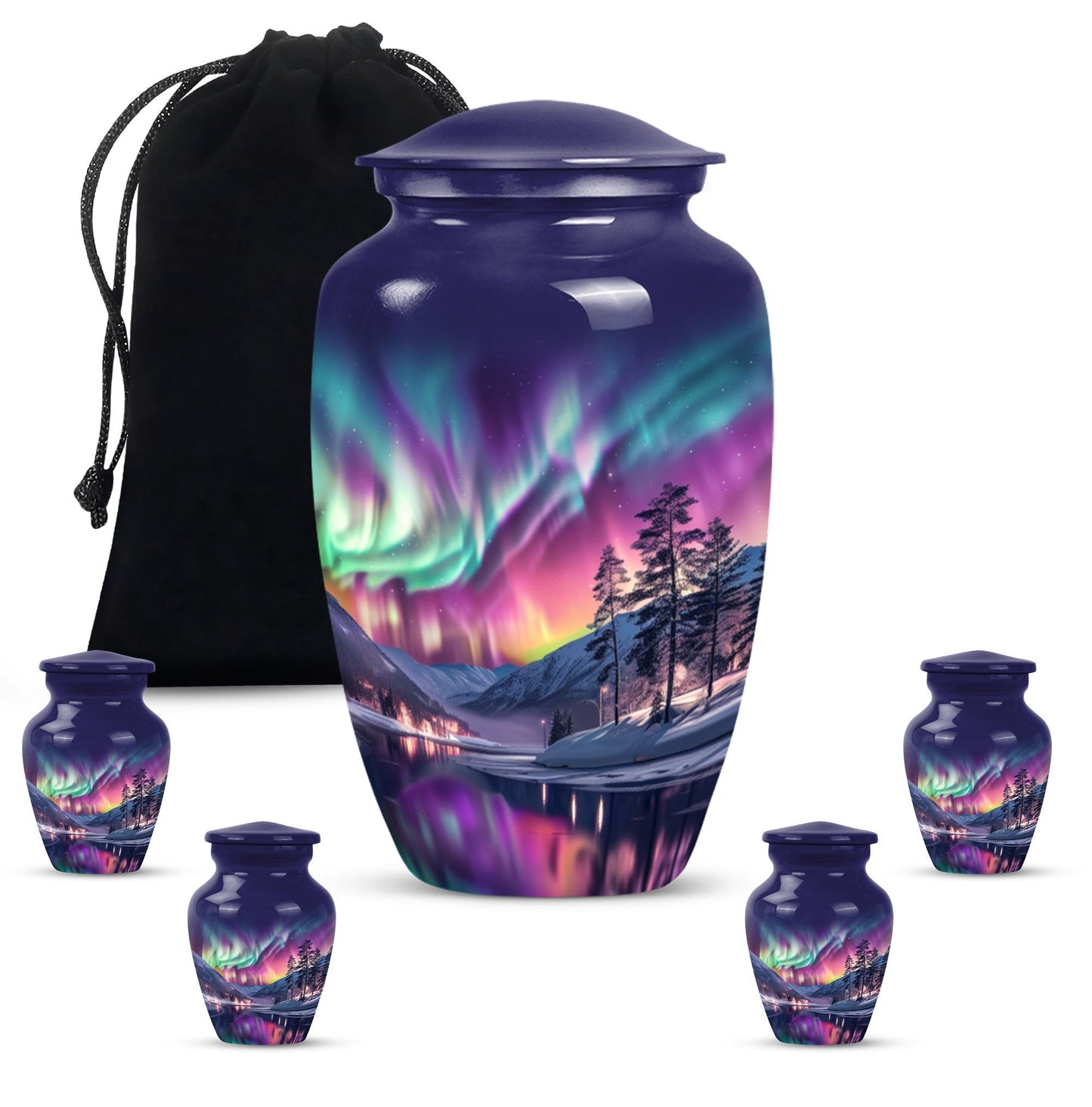 AURORA Northern Lights memorial urn for adult ashes