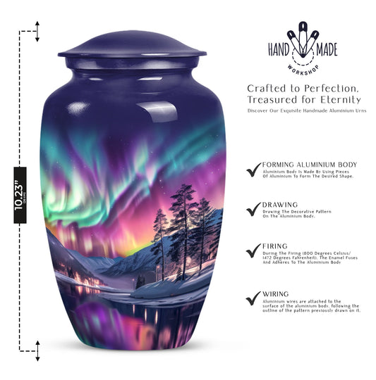 AURORA Northern Lights memorial urn for adult ashes