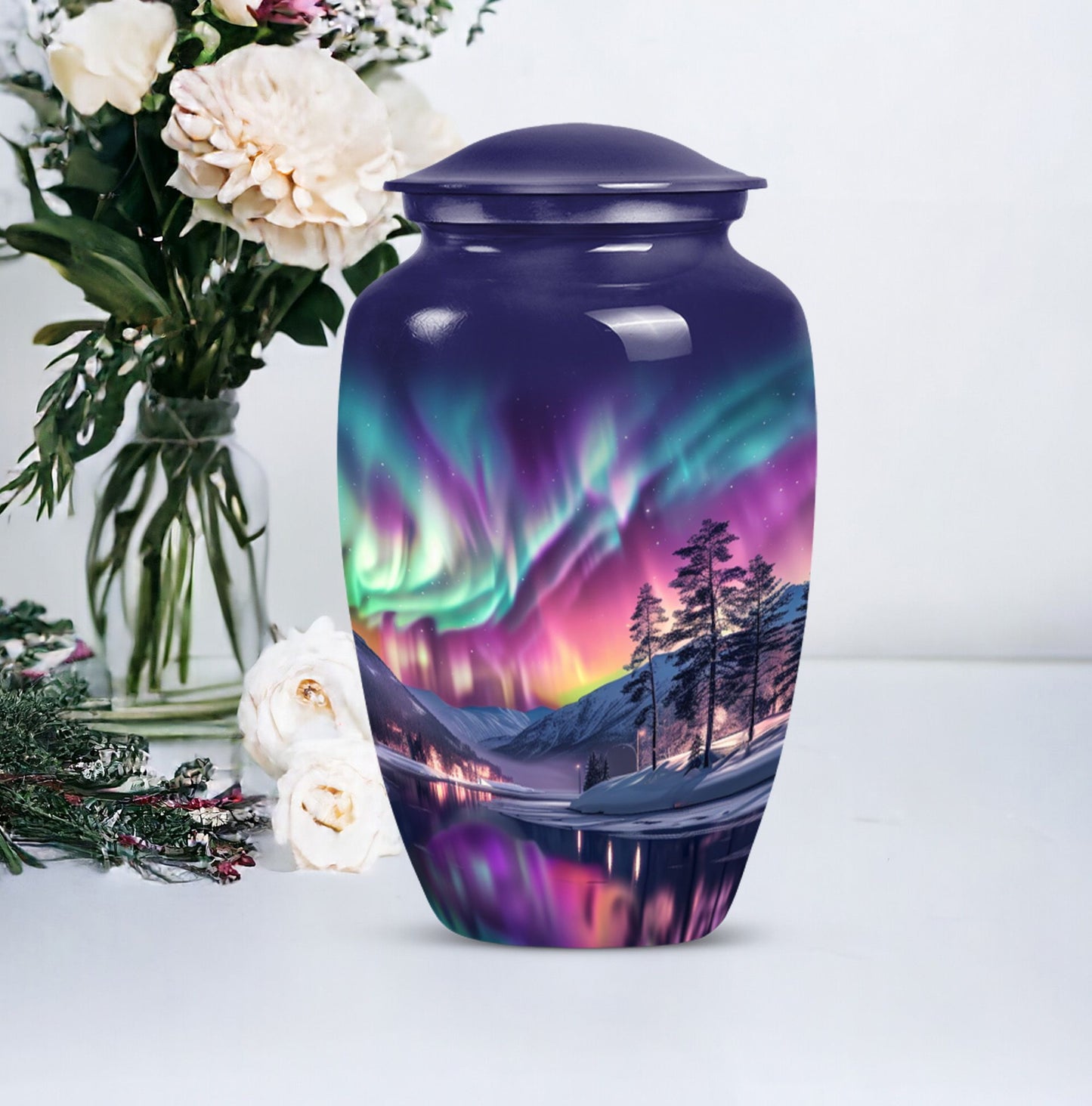 AURORA Northern Lights memorial urn for adult ashes