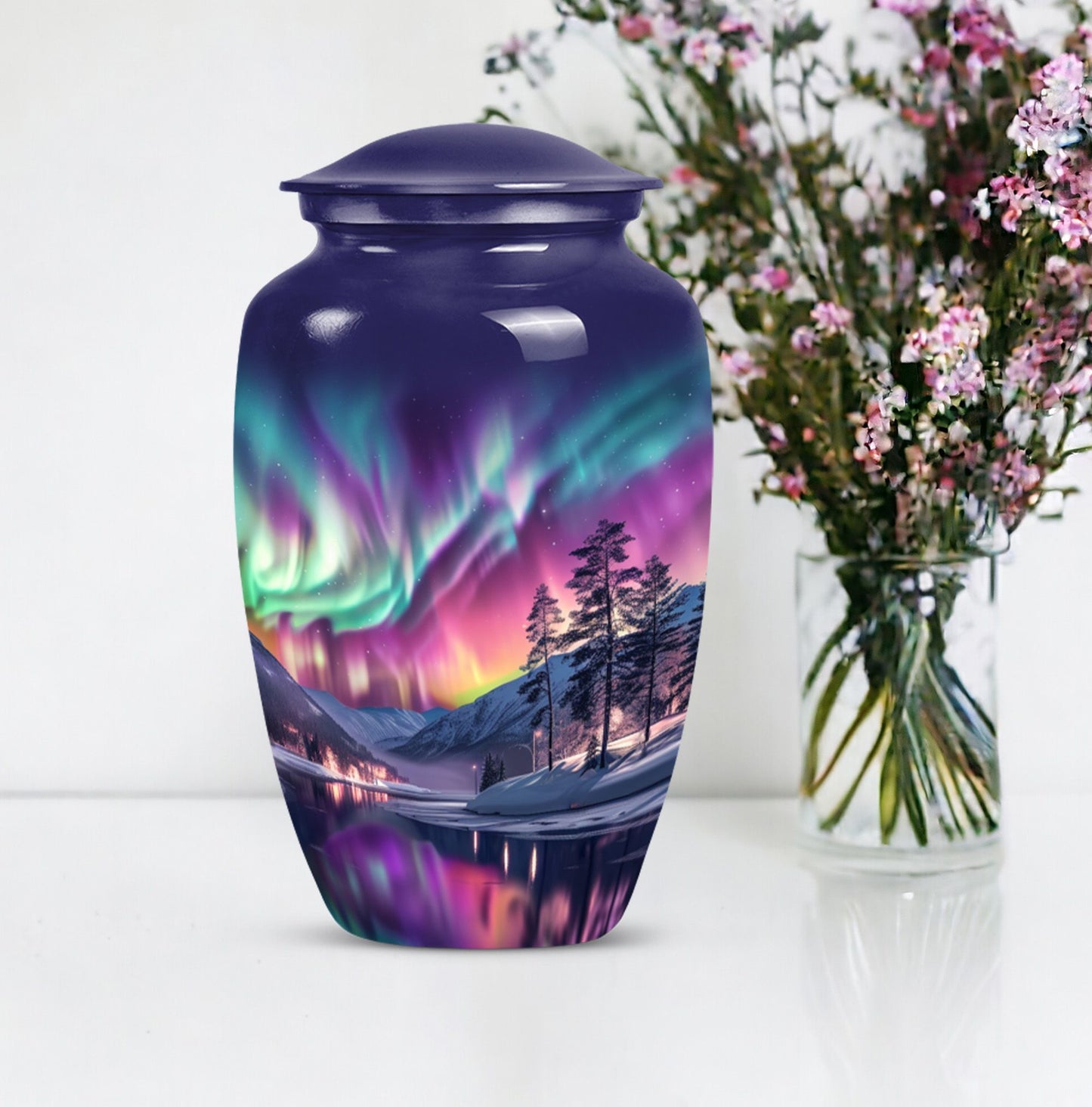 AURORA Northern Lights memorial urn for adult ashes