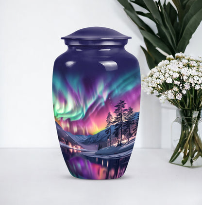 AURORA Northern Lights memorial urn for adult ashes