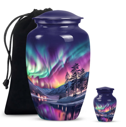 AURORA Northern Lights memorial urn for adult ashes