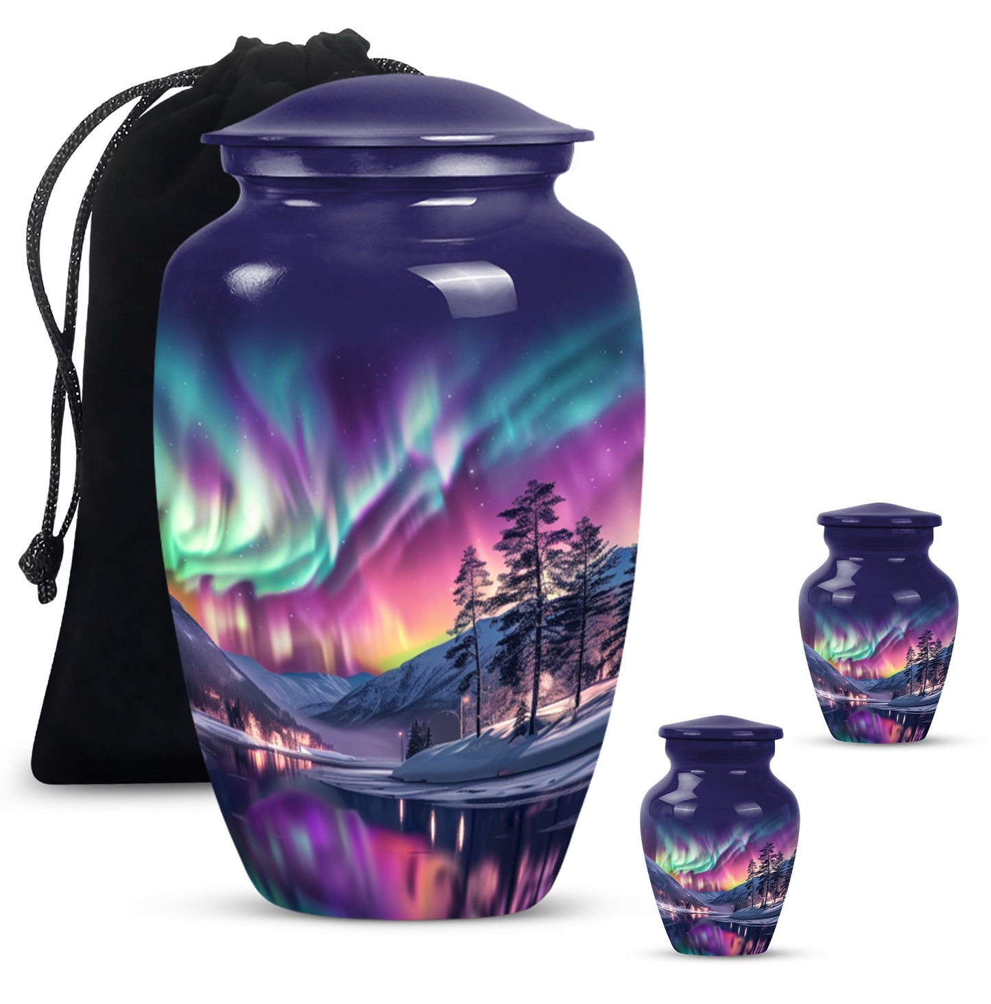 AURORA Northern Lights memorial urn for adult ashes