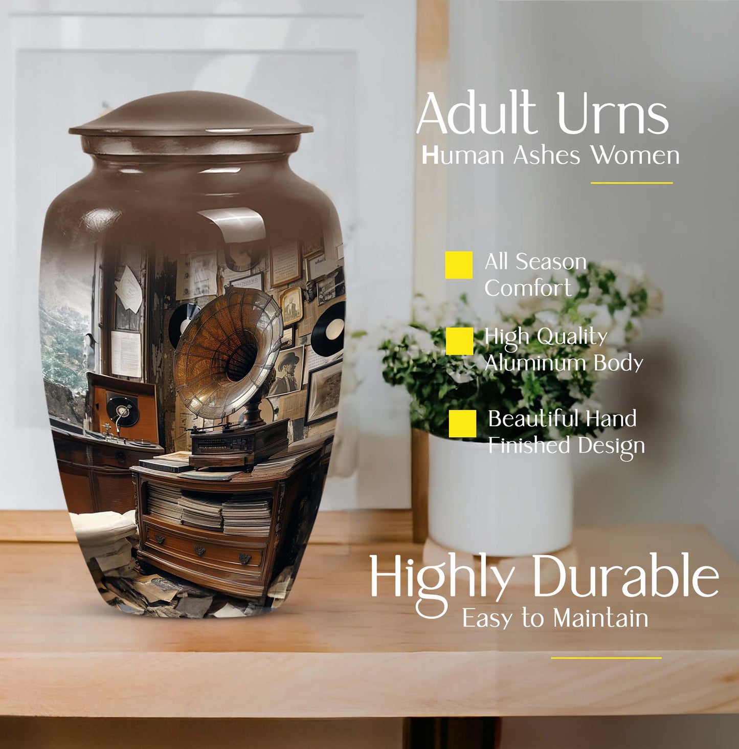  Gramophone Urn, burial ash urn for adults