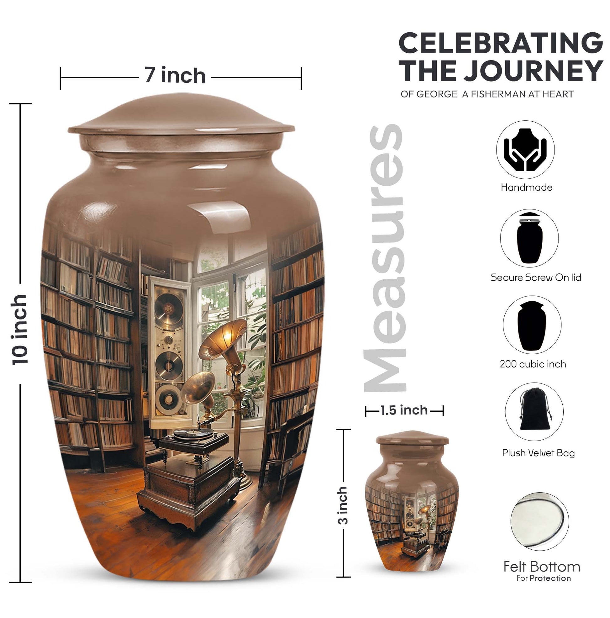  Gramophone Urn for adult cremation ashes