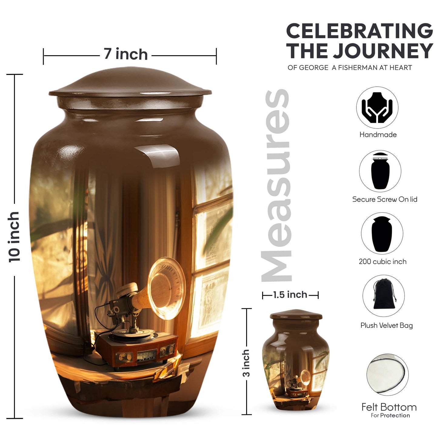 Gramophone Urn, burial urn for human ashes
