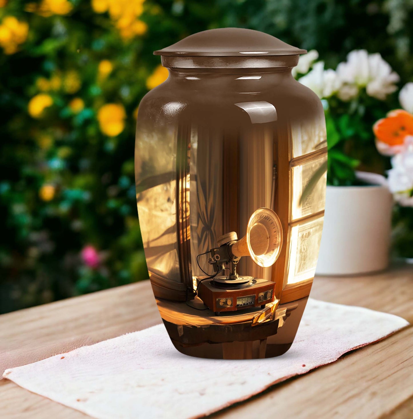 Gramophone Urn, burial urn for human ashes
