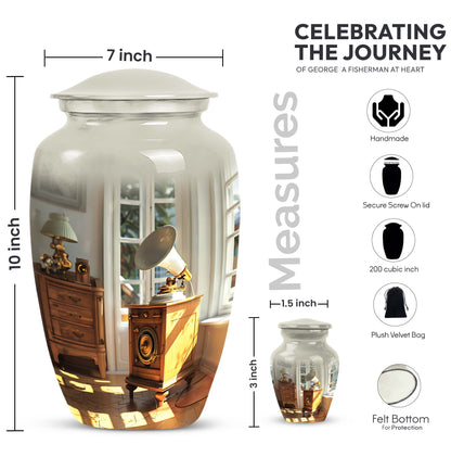 Gramophone themed, Keepsake urn For Ashes