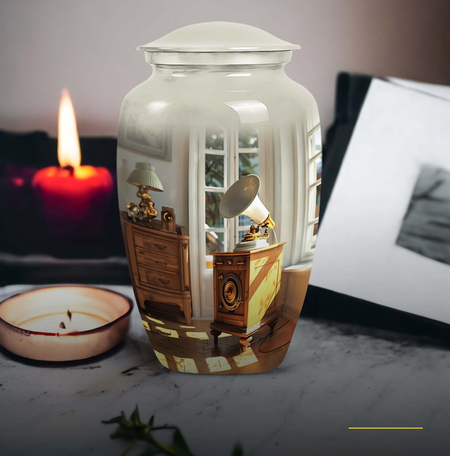 Gramophone themed, Keepsake urn For Ashes