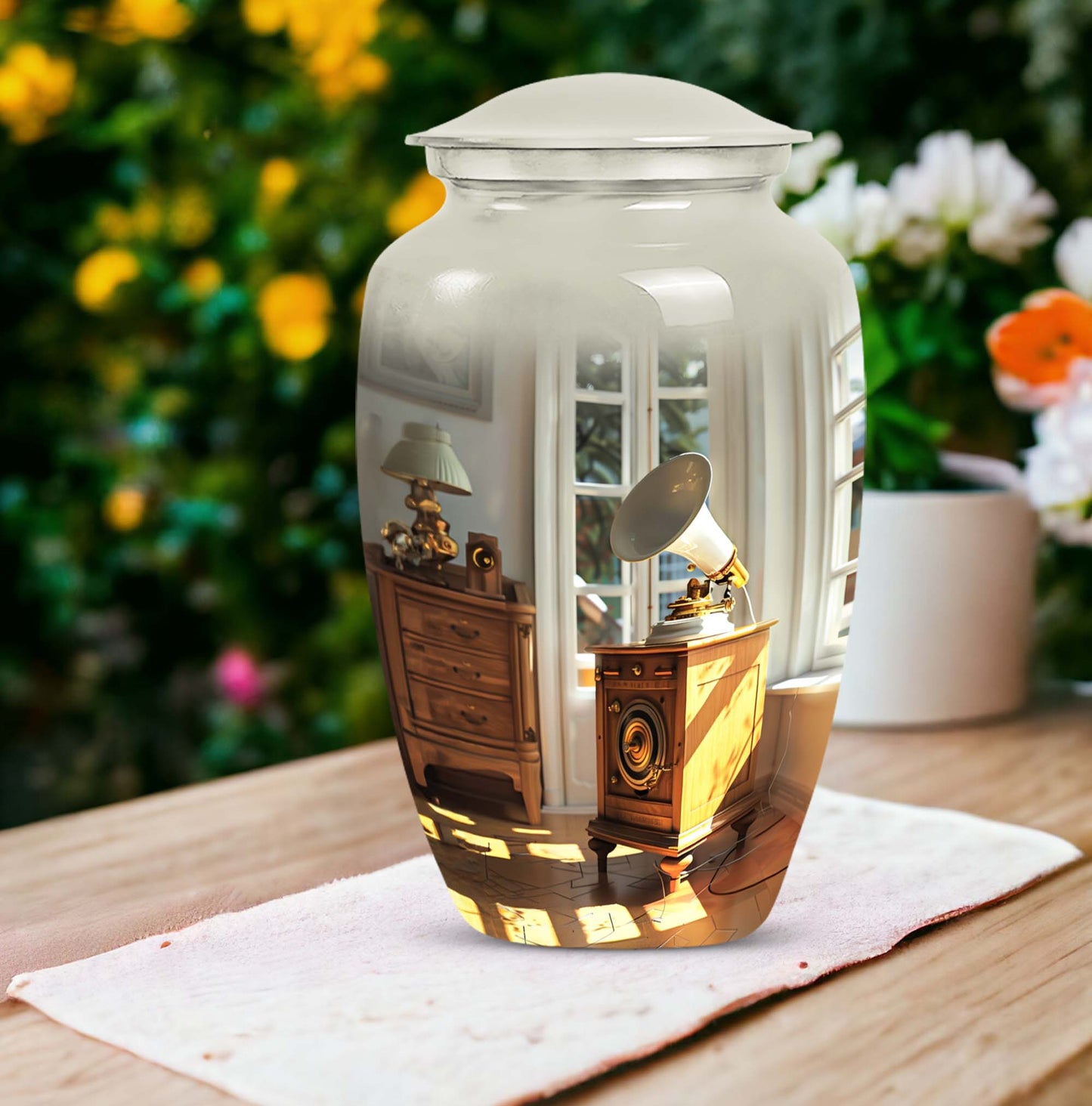 Gramophone themed, Keepsake urn For Ashes