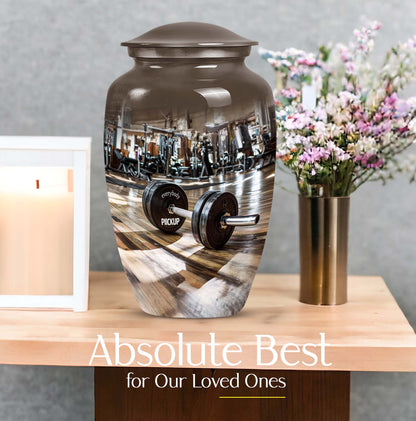 Classic Dumbles Urn made of Aluminium for human ashes.